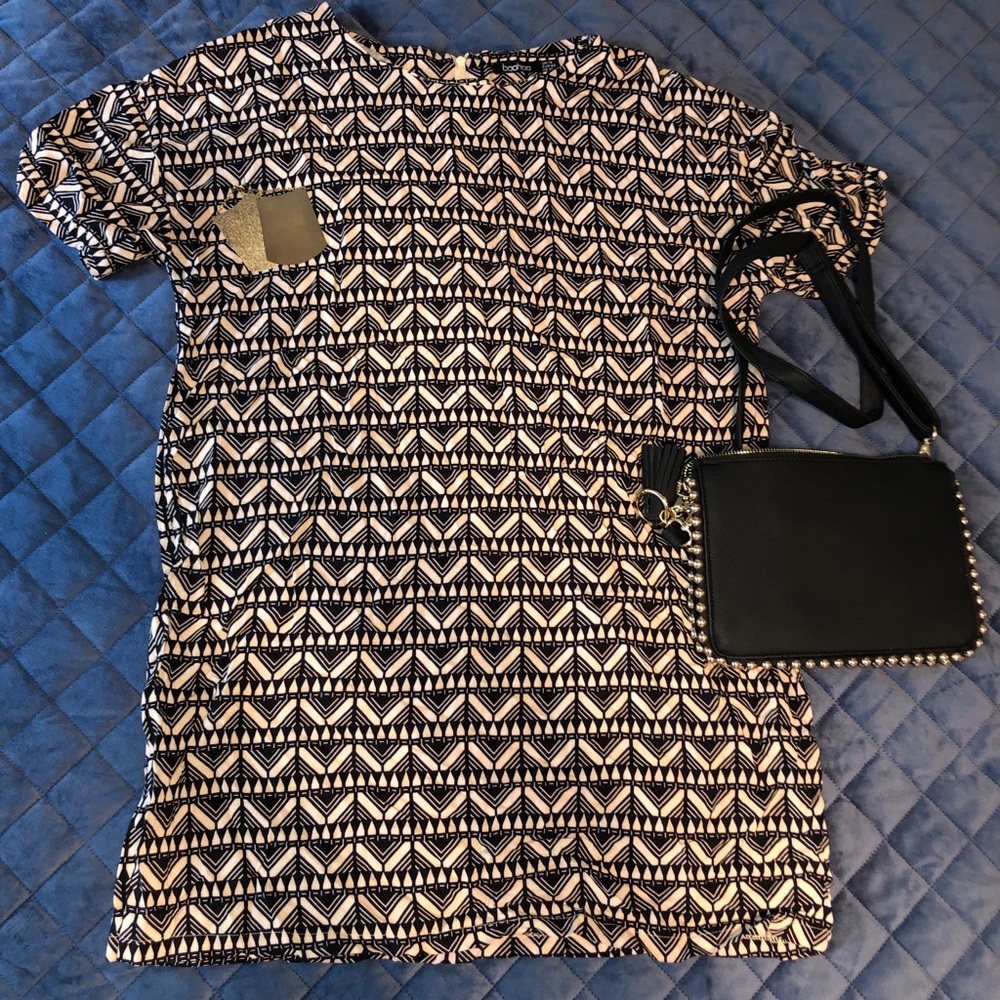 Tan and Black T-Shirt Dress